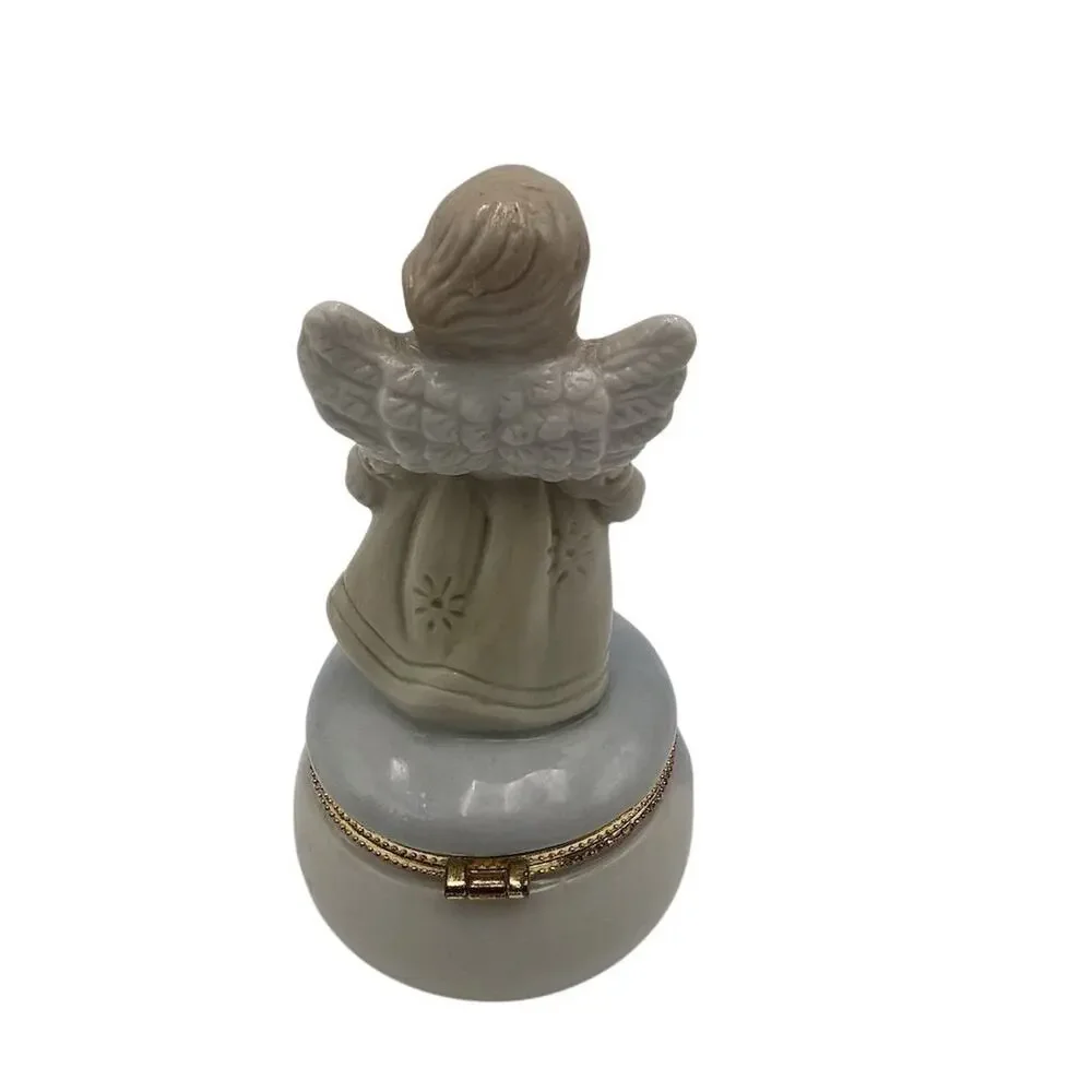 Vintage Porcelain Angel Trinket Box Red & Gold Classic‎ Decor